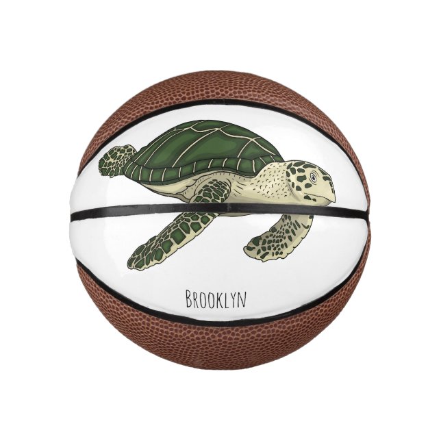 Mini Balón De Baloncesto Ilustracion personalizado de tortugas marinas (Anverso)
