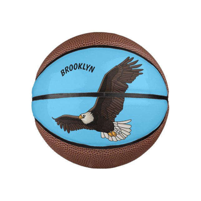 Mini Balón De Baloncesto Ilustracion personalizado del águila calva (Anverso)