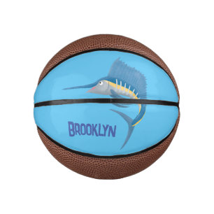 Mini Balón De Baloncesto Ilustracion personalizado divertido de pez espada
