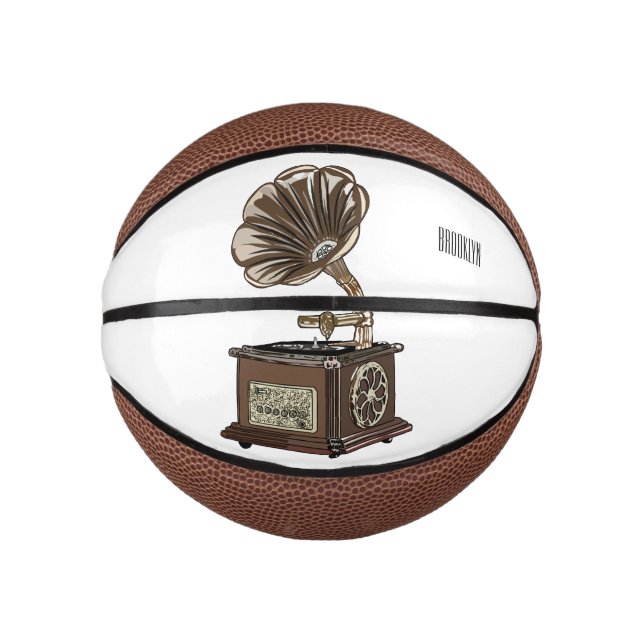 Mini Balón De Baloncesto Ilustracion personalizado girable (Anverso)