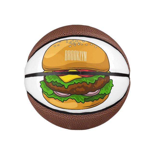 Mini Balón De Baloncesto Ilustracion personalizado Hamburger (Anverso)