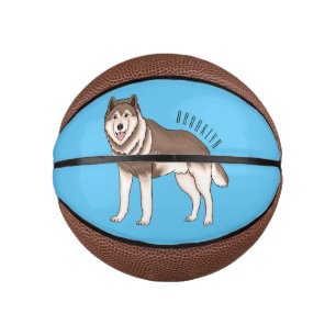Mini Balón De Baloncesto Ilustracion personalizado husky siberiano