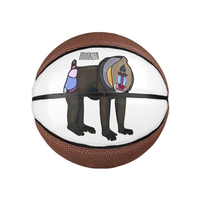 Mini Balón De Baloncesto Ilustracion personalizado Mandrill (Anverso)
