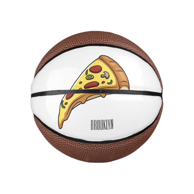 Mini Balón De Baloncesto Ilustracion personalizado Pizza (Anverso)