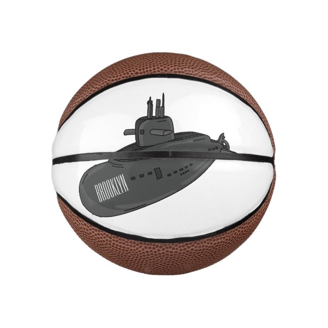 Mini Balón De Baloncesto Ilustracion personalizado submarino (Anverso)