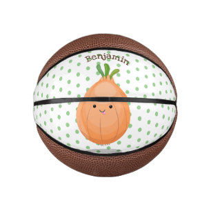 Mini Balón De Baloncesto Ilustracion personalizado verde de cebolla marrón
