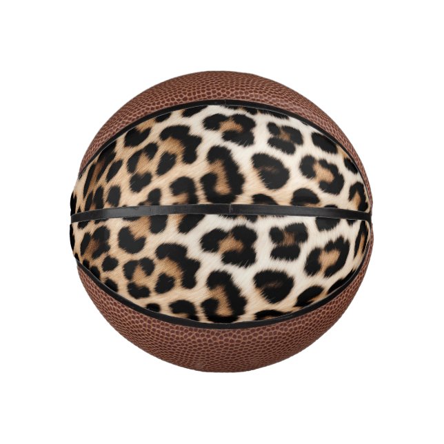 Mini Balón De Baloncesto Impresión de leopardo de crema marrón (Anverso)