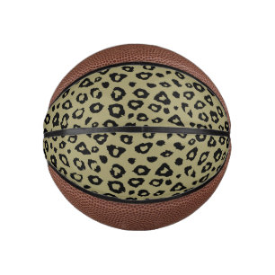 Mini Balón De Baloncesto Impresión de leopardo negro verde oliva