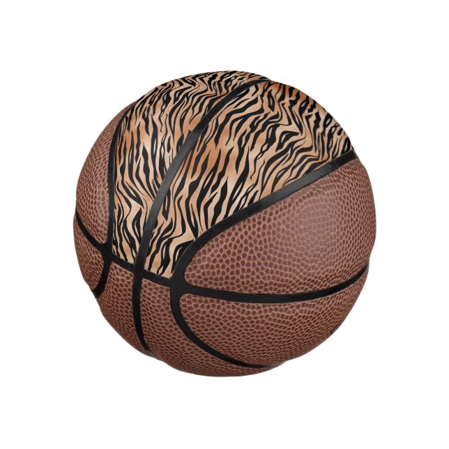 Mini Balón De Baloncesto Impresión de tigre negro naranja (Angular)