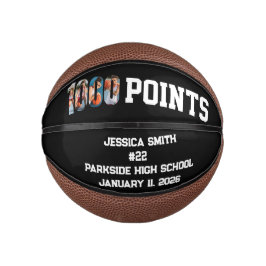 Mini Balón De Baloncesto Jugador de equipo con foto que anotó 1000 puntos e