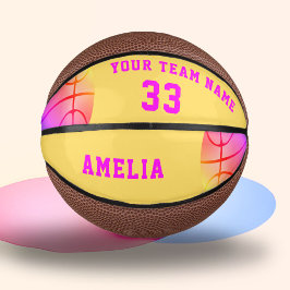 Mini Balón De Baloncesto Jugadora de Baloncesto de Canasta Amarilla Nombre 