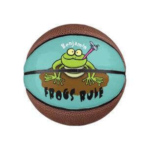 Mini Balón De Baloncesto Las ranas gobiernan personalizado de rana verde di