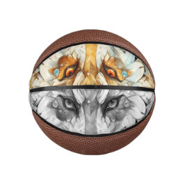 Mini Balón De Baloncesto Lobo blanco y rojo de Solarpunk