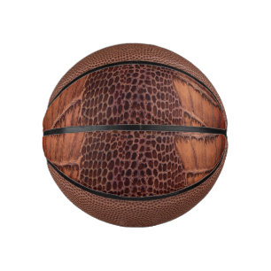 Mini Balón De Baloncesto Mahogany Alligator Classic Reptile Leather (Faux)