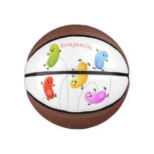 Mini Balón De Baloncesto Malas judías felices saltando ilustracion personal