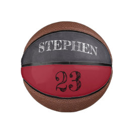 Mini Balón De Baloncesto Marca con nombre de etiqueta de número negro ROJO
