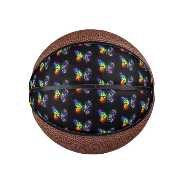 Mini Balón De Baloncesto Mariposa florida arcoiris (Anverso)
