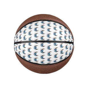 Mini Balón De Baloncesto Mariposas azules en creciente de madera