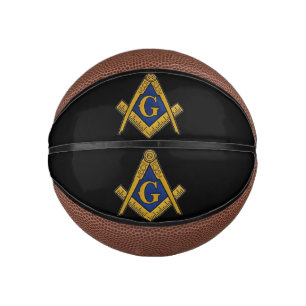 Mini Balón De Baloncesto Masonic Freemasons Square y Compass Black