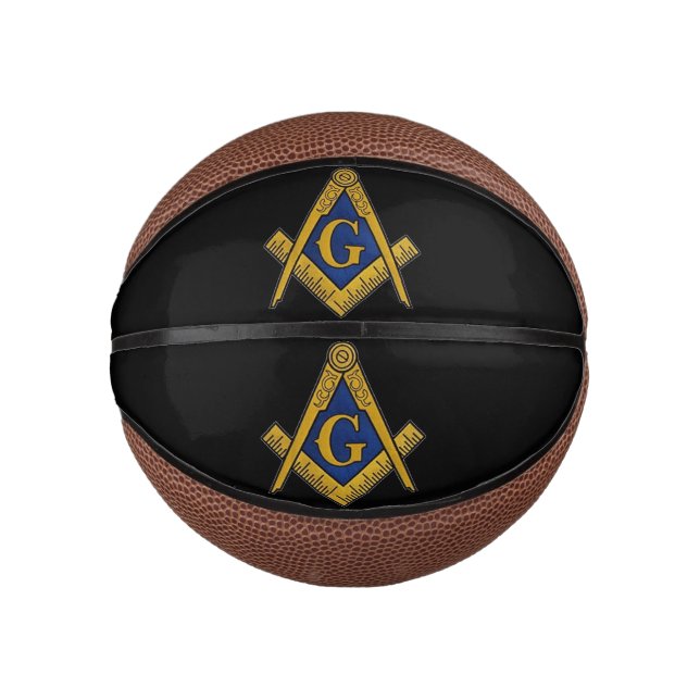 Mini Balón De Baloncesto Masonic Freemasons Square y Compass Black (Anverso)