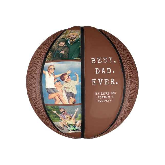 Mini Balón De Baloncesto MEJOR PAPÁ DE LA ACTUALIDAD 3 Fotos Personalizado  (Vertical)