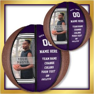 Mini Balón De Baloncesto Mini baloncesto morado y blanco personalizado