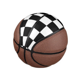 Mini Balón De Baloncesto Minimalista Retro Cuadros – Streetwear Monocromo