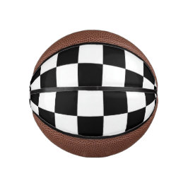 Mini Balón De Baloncesto Minimalista Retro Cuadros – Streetwear Monocromo