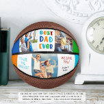 Mini Balón De Baloncesto Modern Fun BEST DAD EVER Colorful Photo Collage<br><div class="desc">Create a unique, photo keepsake with this custom, personalized mini basketball. The design features a modern, fun, bright multi-color title of BEST DAD EVER, 3 pictures and your custom messages and signatures (the sample shows YOU'RE THE COOLEST and WE LOVE YOU! All text on the bottom panel is editable. Makes...</div>