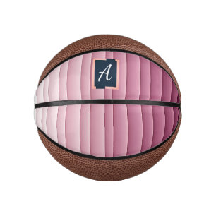 Mini Balón De Baloncesto Monograma personalizado gradiente rosa vertical