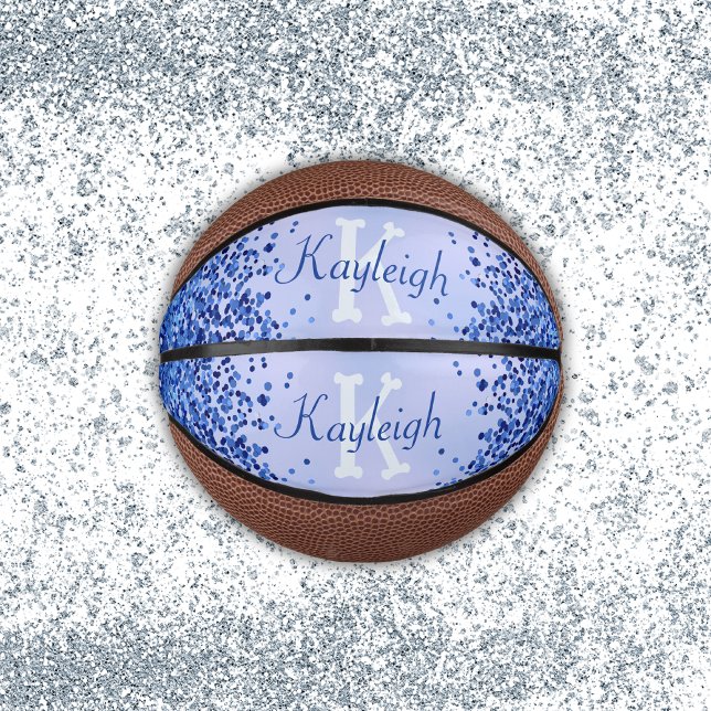 Mini Balón De Baloncesto Monograma simple cepillado azul Metalizado y Purpu (Subido por el creador)