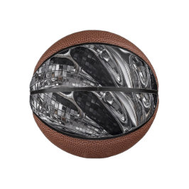 Mini Balón De Baloncesto Mosaico de cromo líquido plateado