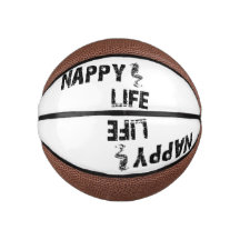 Nappy Life Mini Baloncesto con logo negro.