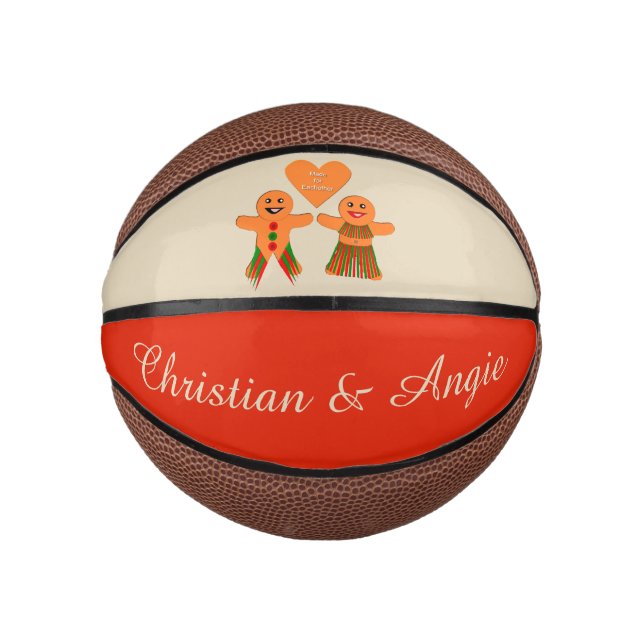 Mini Balón De Baloncesto Navidades Cuidados Gingerbread Pareja Personalizad (Anverso)
