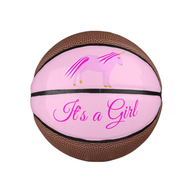 Mini Balón De Baloncesto Niña Rosa bonito Unicornio Personalizado de revela (Anverso)