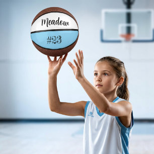 Mini Balón De Baloncesto Nombre Número Recuerdo Baloncesto Azul Blanco