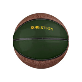 Mini Balón De Baloncesto Nombre personalizado minimalista verde