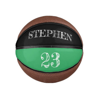 Mini Balón De Baloncesto Nombre personalizado verde número grabado balonces