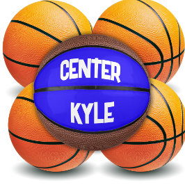 Mini Balón De Baloncesto Nombre y posición monogramados en azul/blanco |
