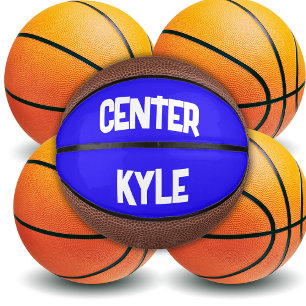 Mini Balón De Baloncesto Nombre y posición monogramados en azul/blanco  