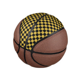 Mini Balón De Baloncesto Oro metálico con patrón cuadrado negro