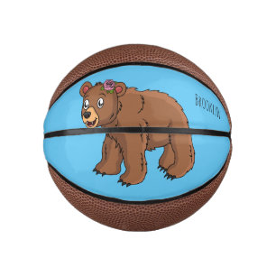 Mini Balón De Baloncesto Oso dulce con ilustracion personalizado de flores