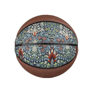 Mini Balón De Baloncesto Papel pintado floral Morris Navy Blue Snakeshead