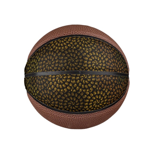 Mini Balón De Baloncesto Patrón de cabezas de león espiral marrón, (Anverso)