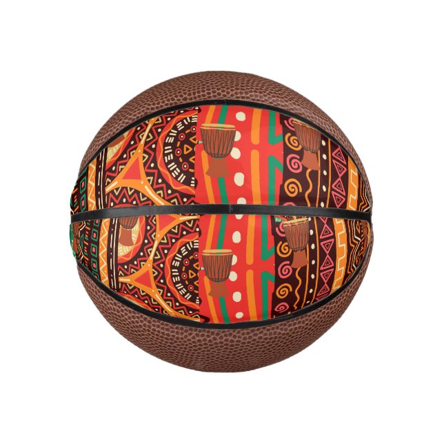 Mini Balón De Baloncesto Patrón tribal afrocéntrico de Kente (Anverso)