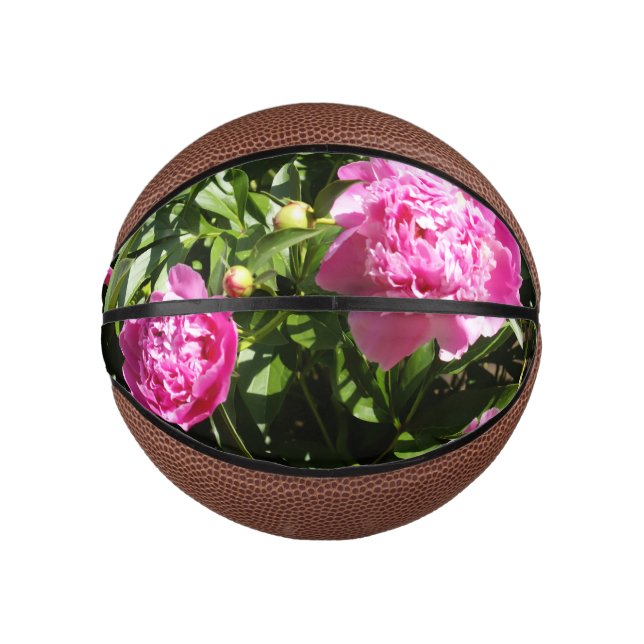 Mini Balón De Baloncesto peonías rosadas oscuras (Anverso)