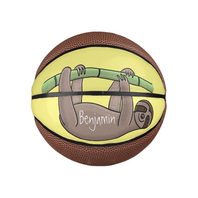 Mini Balón De Baloncesto Pereza sonriente suave en el ilustracion personali (Anverso)