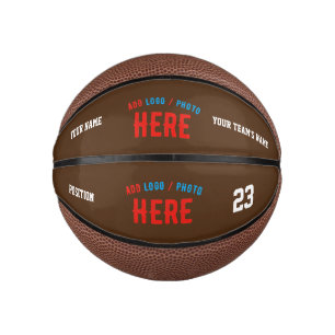 MINI BALÓN DE BALONCESTO PERSONALIZABLE MODERNO ELEGANTE BROWN VERIFICADO M