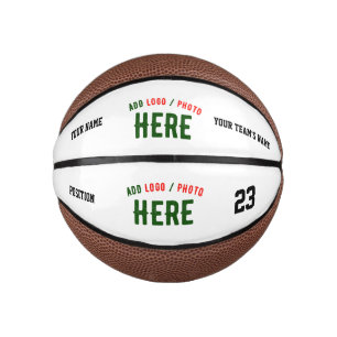 MINI BALÓN DE BALONCESTO PERSONALIZABLE MODERNO ESTILO BLANCO VERIFICADO MA