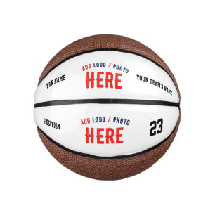MINI BALÓN DE BALONCESTO PERSONALIZABLE MODERNO ESTILO BLANCO VERIFICADO MA